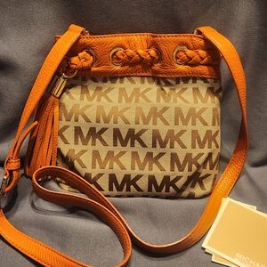 Michael Kors Braided Grommet bg Crossbody Orange